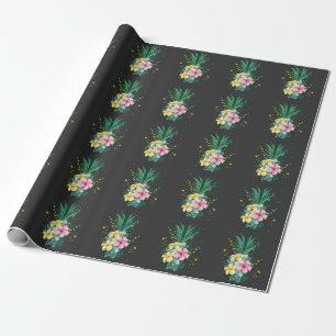 Hawaii Flower Pineapple Art Vacation Wrapping Paper
