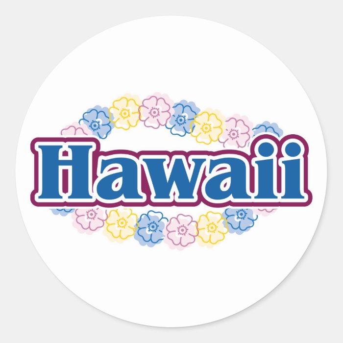 Hawaii flowers round stickers