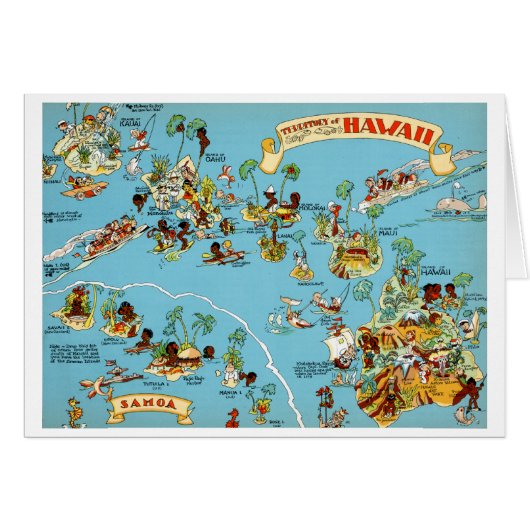 Hawaii Funny Vintage Map Cards (Front Horizontal)