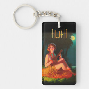 Hawaii Girl with Ukulele Keychain