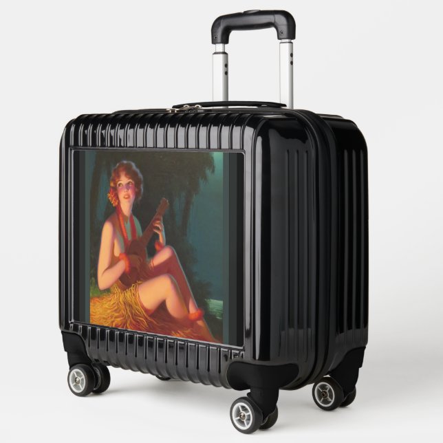 Hawaii Girl with Ukulele Luggage (Left)