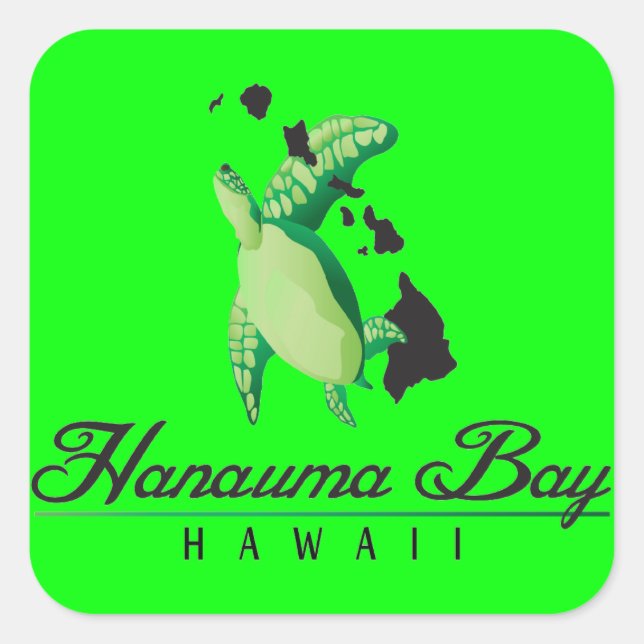 Hawaii Green Sea Turtle Square Sticker (Front)