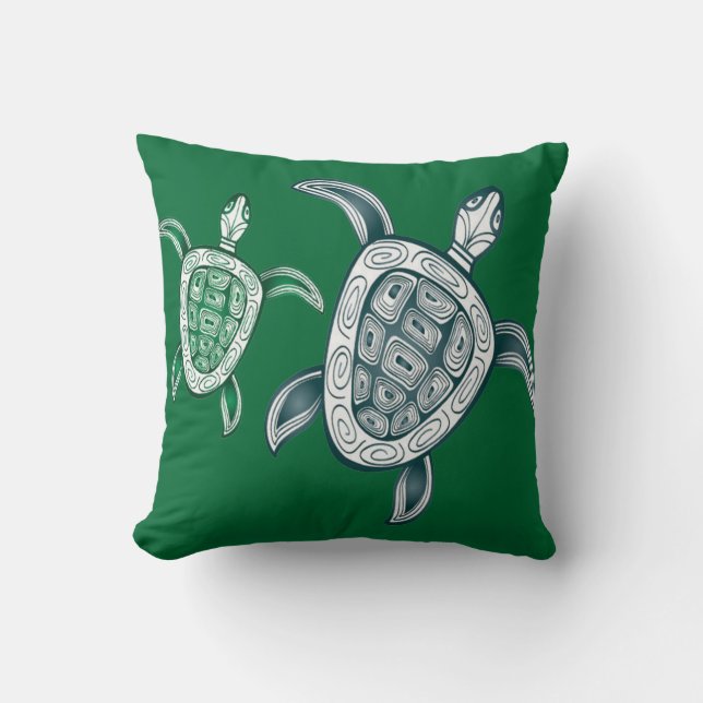 Hawaii Green Sea Turtle Throw Pillow (Front)