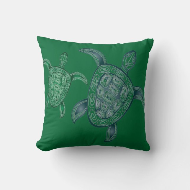 Hawaii Green Sea Turtle Throw Pillow (Front)