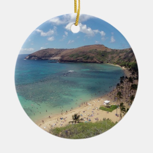 Hawaii Hanauma Bay Oahu Ceramic Ornament (Front)