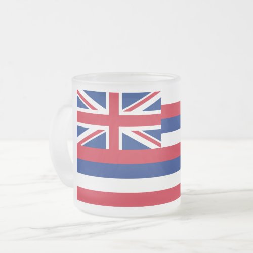 Hawaii Hawaiian Aloha Paradise State Flag Frosted Glass Coffee Mug