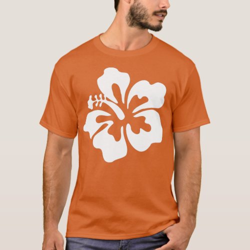 Hawaii Hawaiian Hibiscus Flower White on Pink  T_Shirt