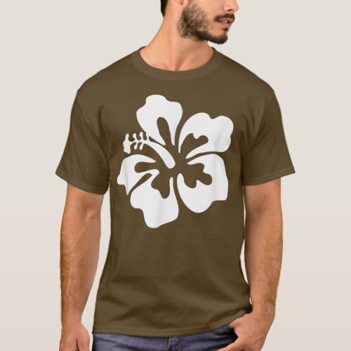 Hawaii Hawaiian Hibiscus Flower White on Pink  T_Shirt