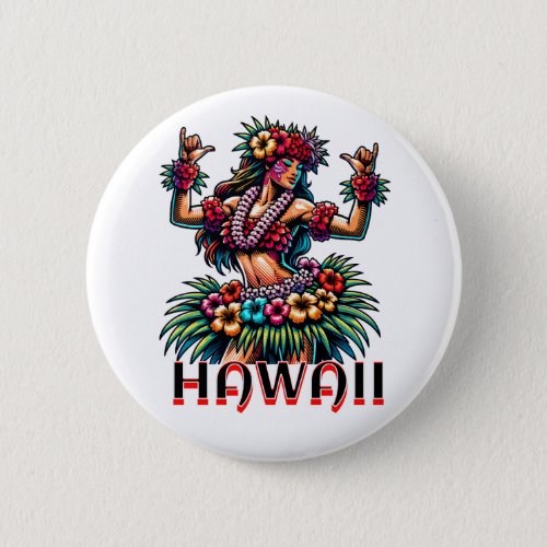 Hawaii  Hawaiian Hula Dancer  Button