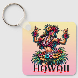 Hawaii Hawaiian Hula Dancer Personalized Keychain