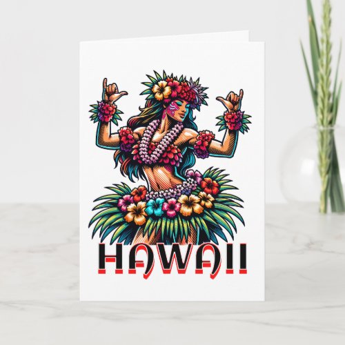 Hawaii  Hawaiian Hula Dancer  Saying Hi Card