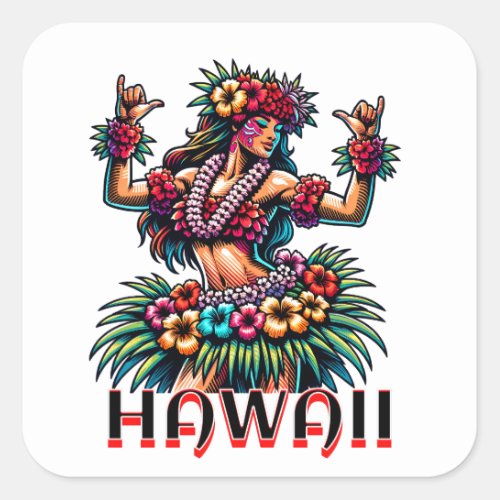 Hawaii  Hawaiian Hula Dancer  Square Sticker