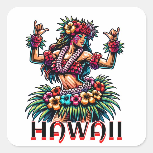 Hawaii | Hawaiian Hula Dancer  Square Sticker (Front)
