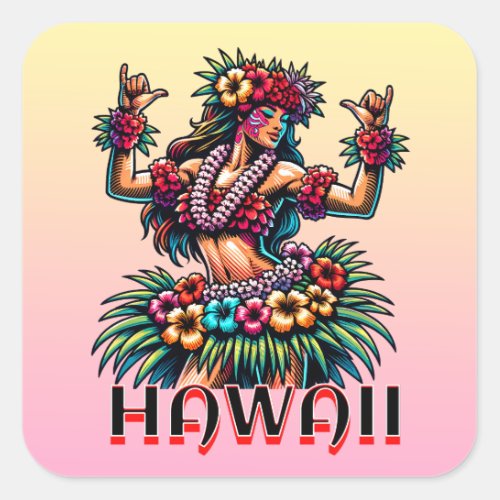 Hawaii  Hawaiian Hula Dancer   Square Sticker