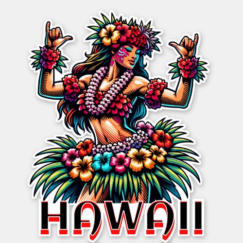 Hawaii  Hawaiian Hula Dancer  Sticker