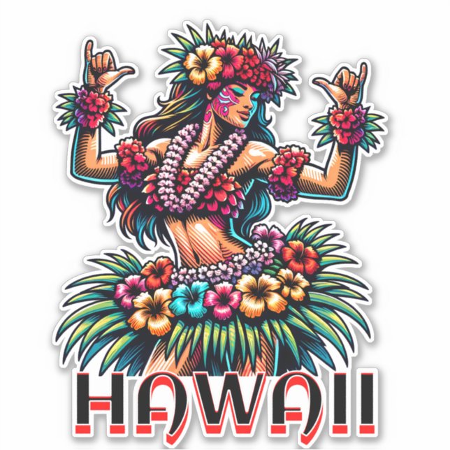 Hawaii | Hawaiian Hula Dancer  Sticker (Front)