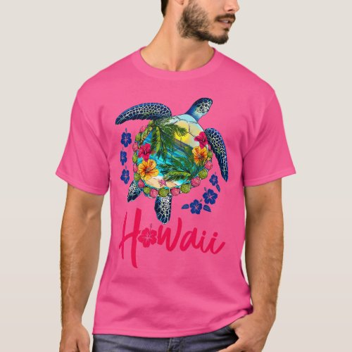 Hawaii Hawaiian Sea Turtle  Hibiscus Summer Vacati T_Shirt