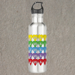 Hawaii Heart Pattern Rainbow Stainless Steel Water Bottle