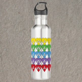 Hawaii Heart Pattern Rainbow Stainless Steel Water Bottle