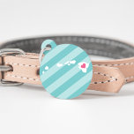 Hawaii Heart Pet ID Tag<br><div class="desc">Let your furry friend show some home state pride with this cute Hawaii ID tag. Design features a white silhouette map of the state of Hawaii with a pink heart inside, on a tone on tone turquoise stripe background. Add your pet's name and contact information to the back in white...</div>