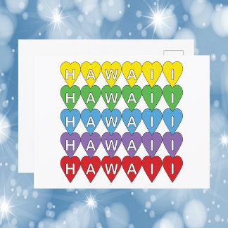 Hawaii Hearts Colorful Postcard