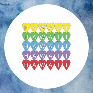 Hawaii Hearts Rainbow Classic Round Sticker
