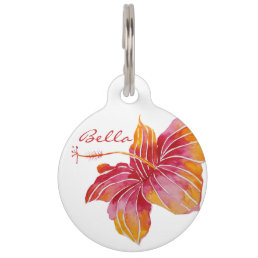 Hawaii Hibiscus Flower Personalized Large Pet Tag