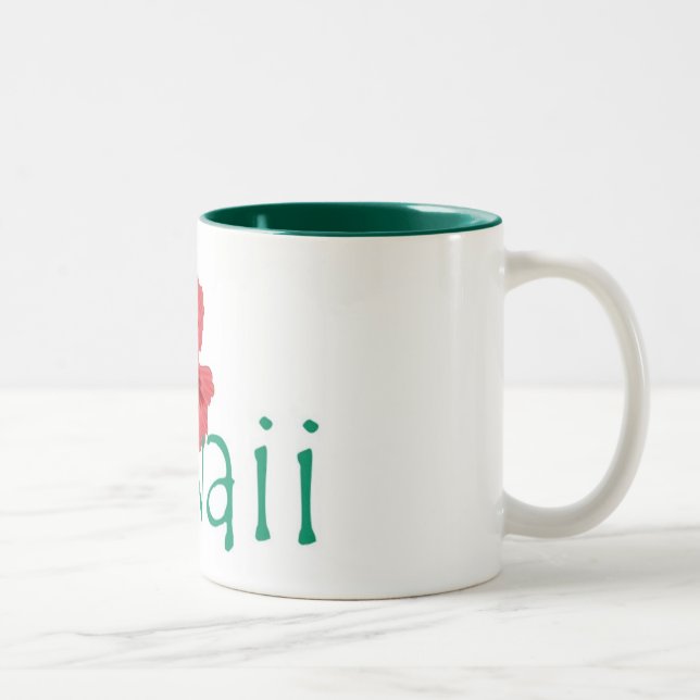 Hawaii hibiscus pink teal coffee mug (Right)