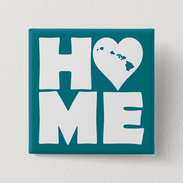 Hawaii Home Heart State Button Badge Pin (Front)