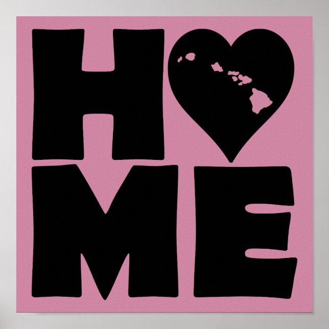 Hawaii Home Heart State Poster Sign (Front)