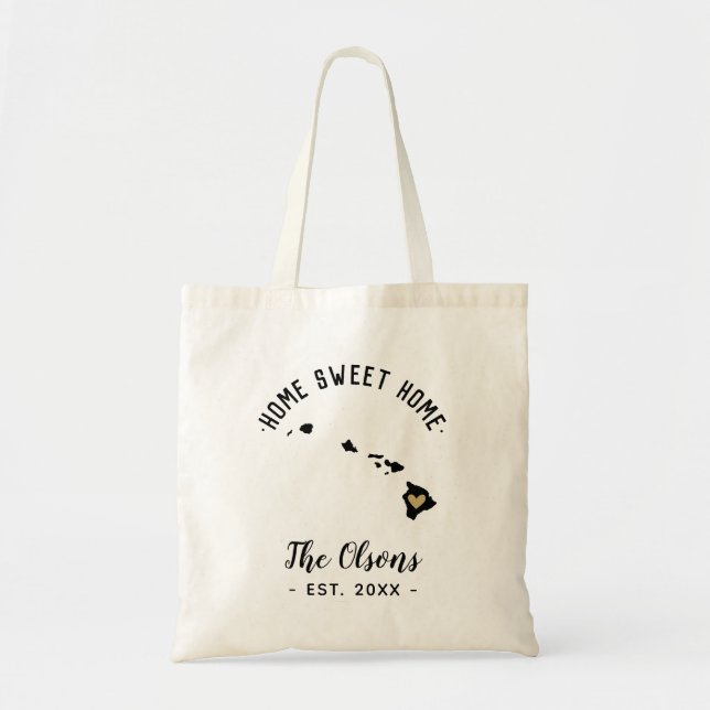 Hawaii Home Sweet Home Family Monogram Tote Bag (Front)