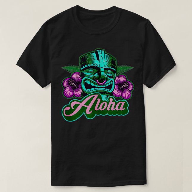 Hawaii Honeymoon Aloha Hawaiian Island  Tiki Beach T-Shirt (Design Front)