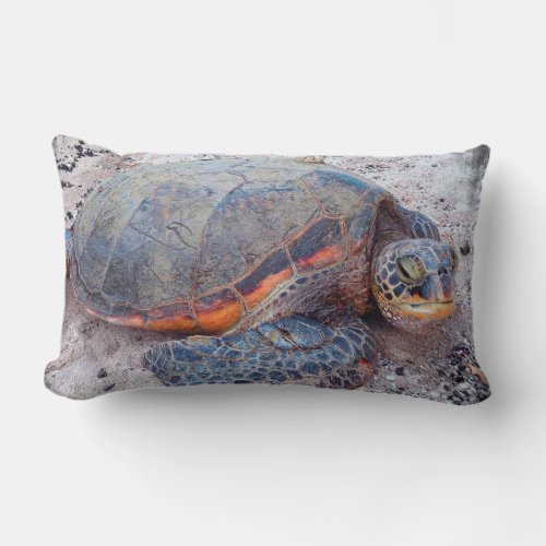 Hawaii Honu Sea Turtle Beach Photo Bold Modern Lumbar Pillow