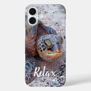 Hawaii Honu Sea Turtle Photo Relax Script Quote iPhone 16 Plus Case