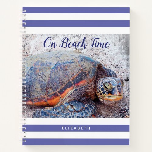 Hawaii Honu Sea Turtle Purple On Beach Time Script Notebook