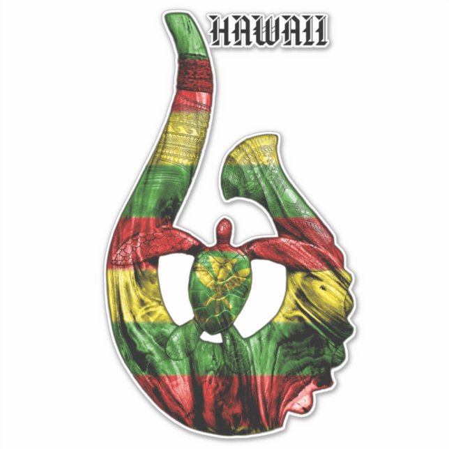 Hawaii Honu Tribal Hook Kanaka Maoli Sticker (Front)