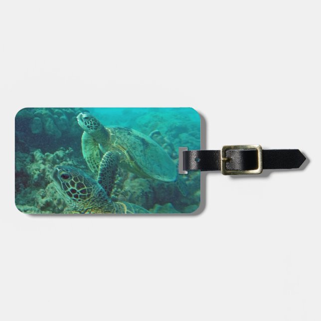 Hawaii Honu Turtles Luggage Tag (Front Horizontal)