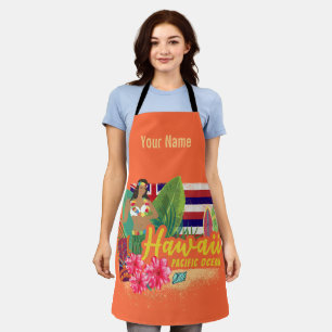 Hawaii Hula Dancer Retro Pacific Vintage Souvenir Apron