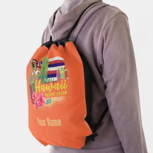 Hawaii Hula Dancer Retro Pacific Vintage Souvenir Drawstring Bag