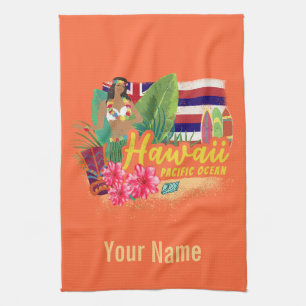 Hawaii Hula Dancer Retro Pacific Vintage Souvenir Kitchen Towel
