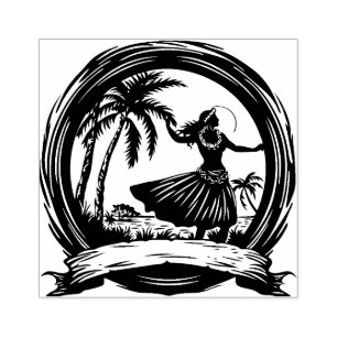 Hawaii Hula Dancer Rubber Stamp Beautiful