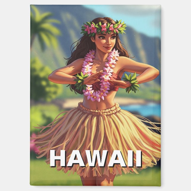 Hawaii Hula Dancer Travel Magnet (Front)