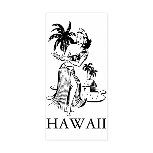 HAWAII HULA DANCER TRAVEL Rubber Stamp