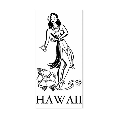 HAWAII HULA DANCER TRAVEL Rubber Stamp