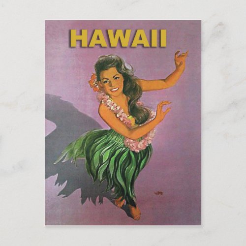 Hawaii Hula girl traditional dancevintage travel Postcard