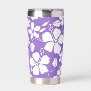 HAWAII HULA (HIBISCUS) PATTERN IN LIGHT PURPLE INSULATED TUMBLER