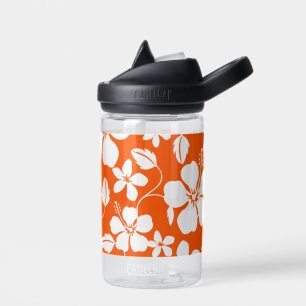 HAWAII HULA (HIBISCUS) PATTERN IN ORANGE WATER BOTTLE