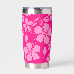 HAWAII HULA (HIBISCUS) PATTERN IN PINK GUAVA INSULATED TUMBLER