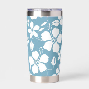 HAWAII HULA (HIBISCUS) PATTERN IN SLATE BLUE INSULATED TUMBLER