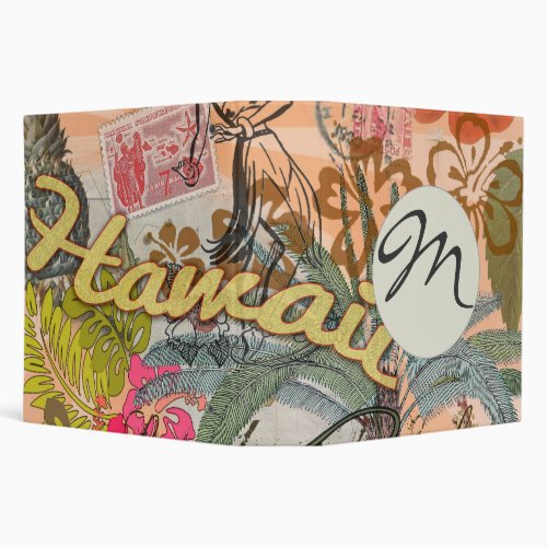 Hawaii Hula Travel Flower Vintage 3 Ring Binder